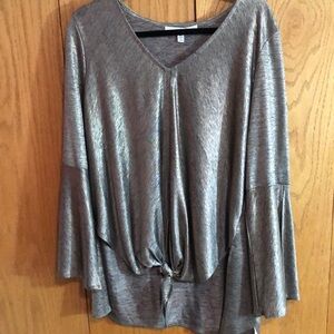 🆕 Fever Gray 3/4 Sleeve Tie Front Blouse